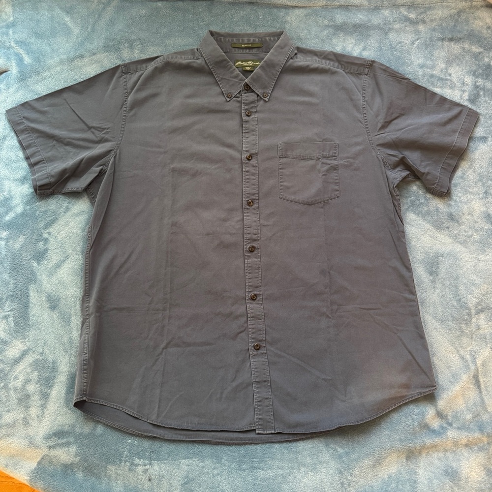 Eddie Bauer Relaxed Fit Collared Button-Up Shirt | Charcoal, Grey/Blue